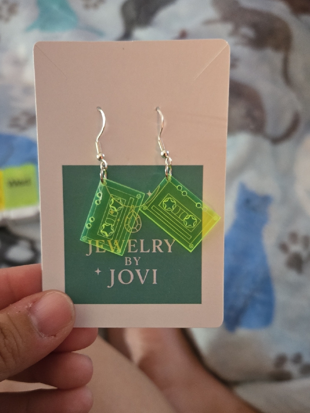 Neon Yellow Cassette Tape Dangle Earrings